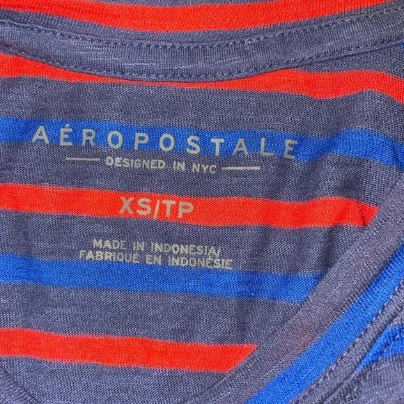 Aeropostale Blue Striped Muscle Tee Size XSmall - Picture 3 of 3